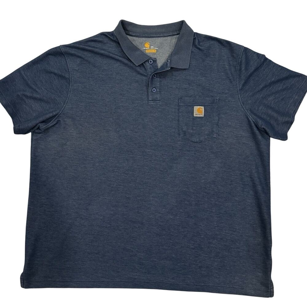 Carhartt K570 Pocket Polo Shirt 3XL Original Fit Pique Blue Heather Wo